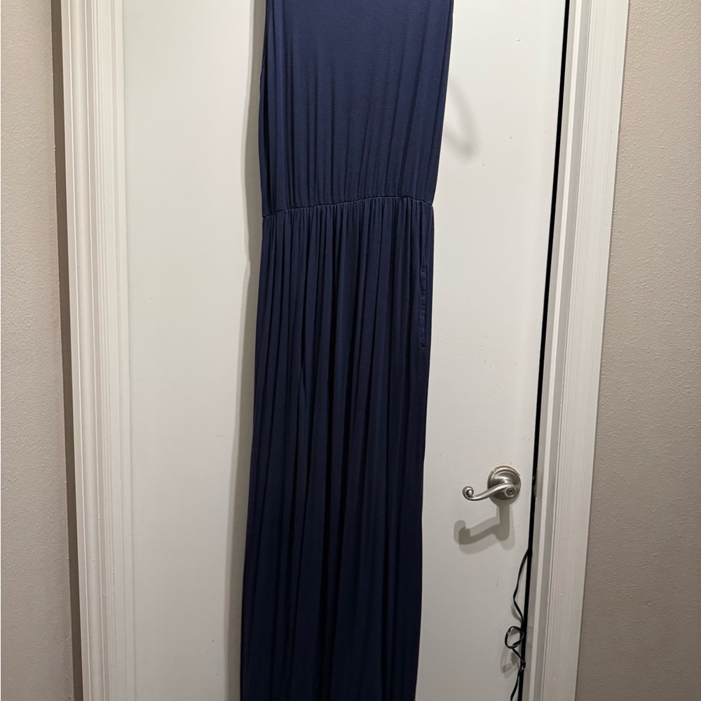 2x with pockets Elegant Navy Blue Maxi Dress